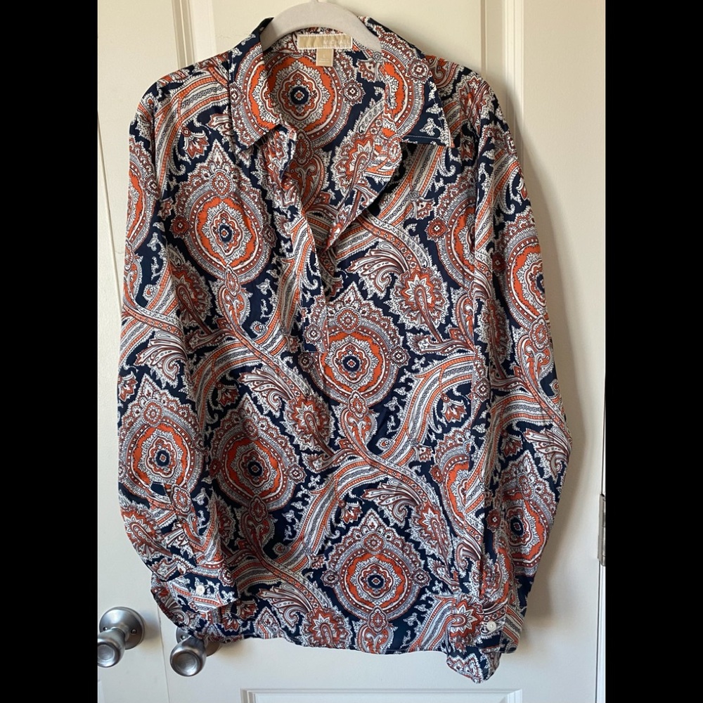 MICHAEL Michael Kors Paisley Print Tunic - Navy and Orange